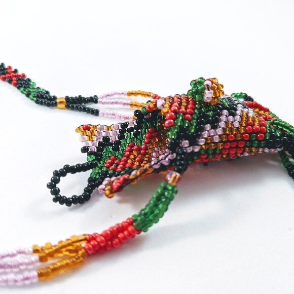 Handmade Seed Beads Fringe Pouch Necklace - Picture 10 of 13